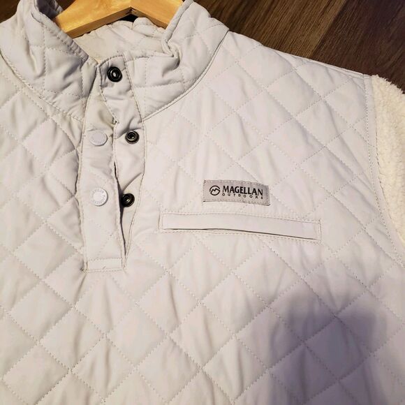 Magellan Outdoors Gray/ Off White Pullover Sherpa Women's Shirt Jacket Sz XXL - Picture 4 of 7